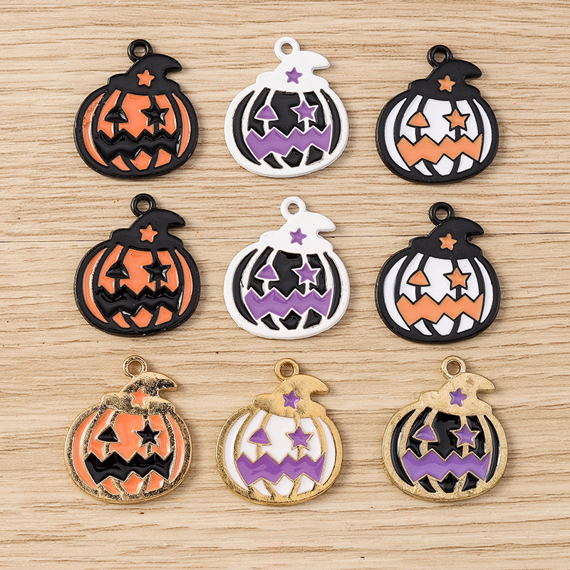 10pcs Halloween Pumpkin Charms Pendants for DIY Jewelry Making 19x22mm - Image 2