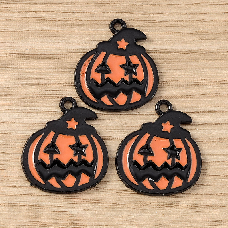 10pcs Halloween Pumpkin Charms Pendants for DIY Jewelry Making 19x22mm - Image 4