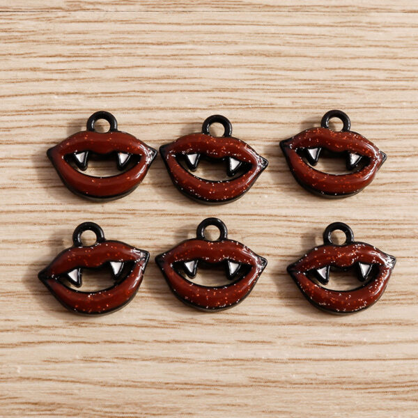 10-Piece Cute Enamel Halloween Vampire Teeth Charms for Jewelry Making