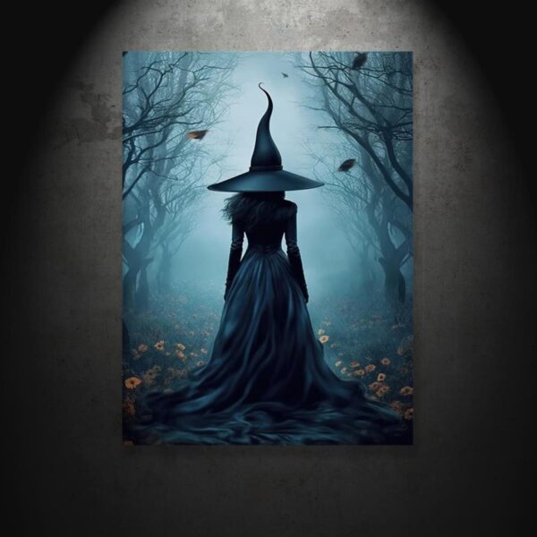 Vintage Witch Forest Canvas Wall Art