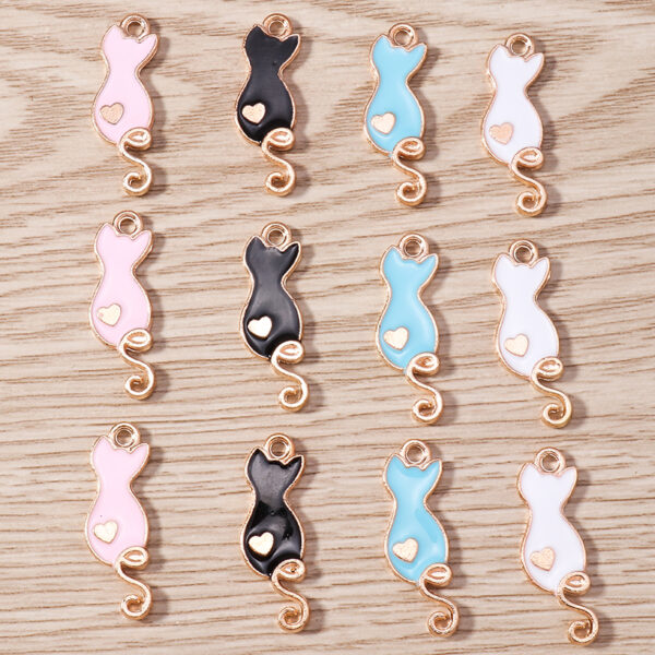 Cute Cartoon Cat Enamel Charms Set - Jewelry, Crafts & Gifts