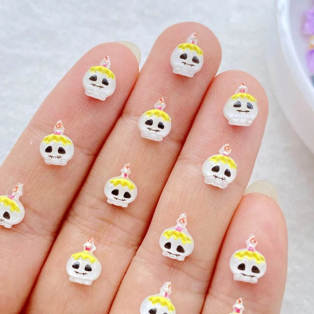 50pcs Mini Halloween Nail Art Charms – Black Cats, Ghosts & Skulls - Image 5