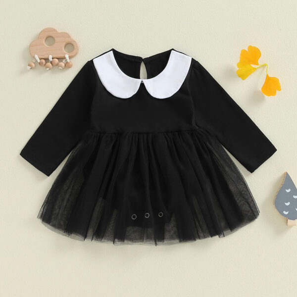 Cute Baby Girl Halloween Romper Dress with Mesh Hem