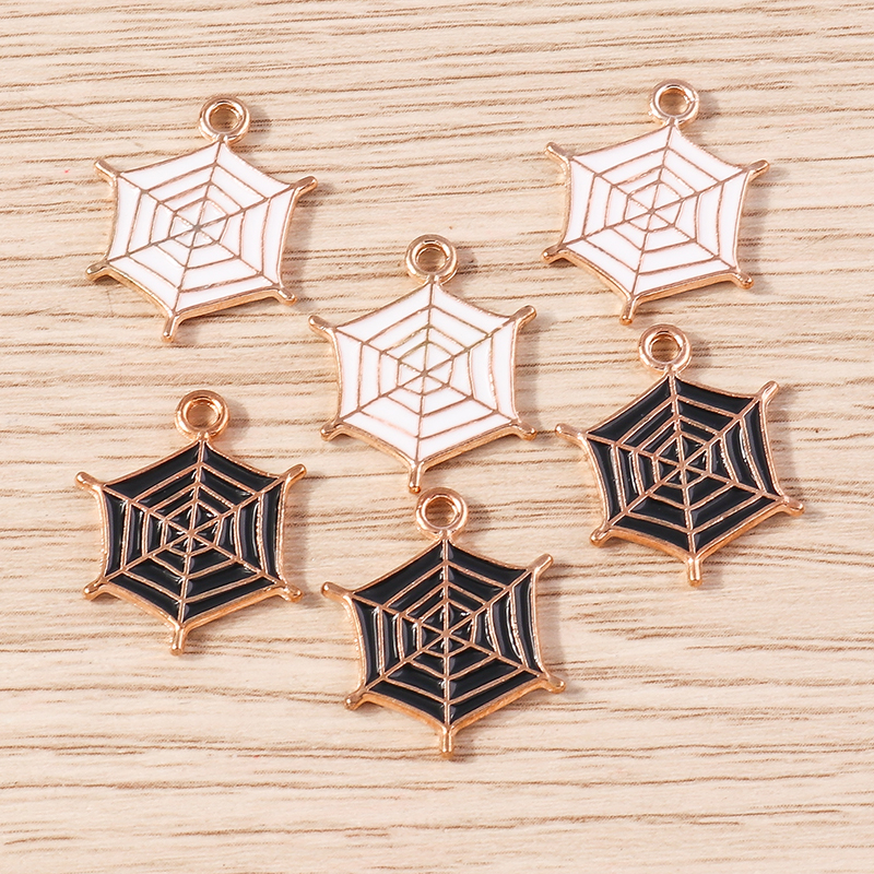 10pcs Halloween Spider Web Charms Enamel Pendants for Jewelry Making - Image 2