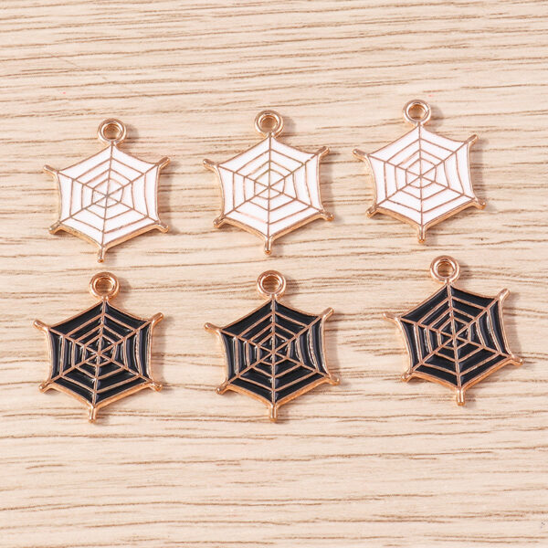 10pcs Halloween Spider Web Charms Enamel Pendants for Jewelry Making