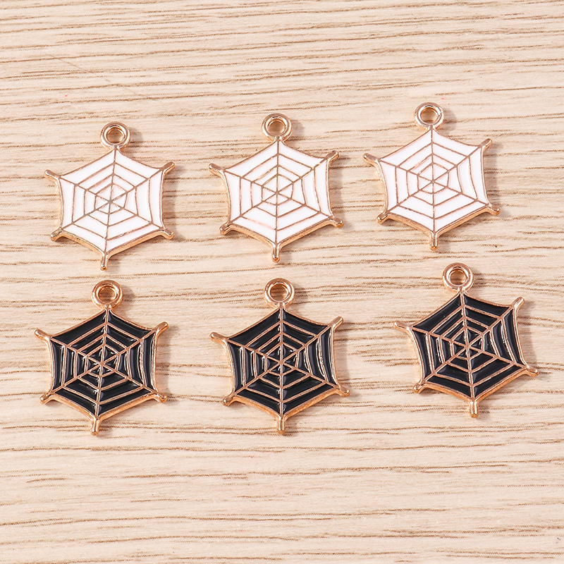10pcs Halloween Spider Web Charms Enamel Pendants for Jewelry Making