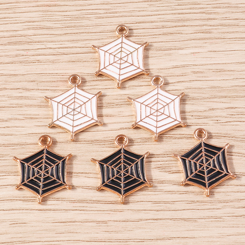 10pcs Halloween Spider Web Charms Enamel Pendants for Jewelry Making - Image 3