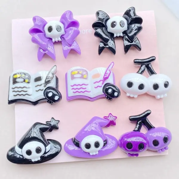 10PCS Halloween Resin Skeleton Flat Backs for DIY Crafts & Decor