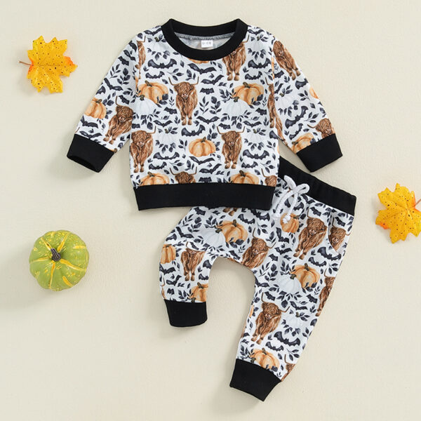 Adorable Baby Boy Halloween Cow Print Tracksuit - Cute Outfit Set