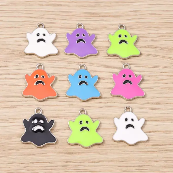 10pcs Colorful Enamel Halloween Ghost Charms for DIY Jewelry Making