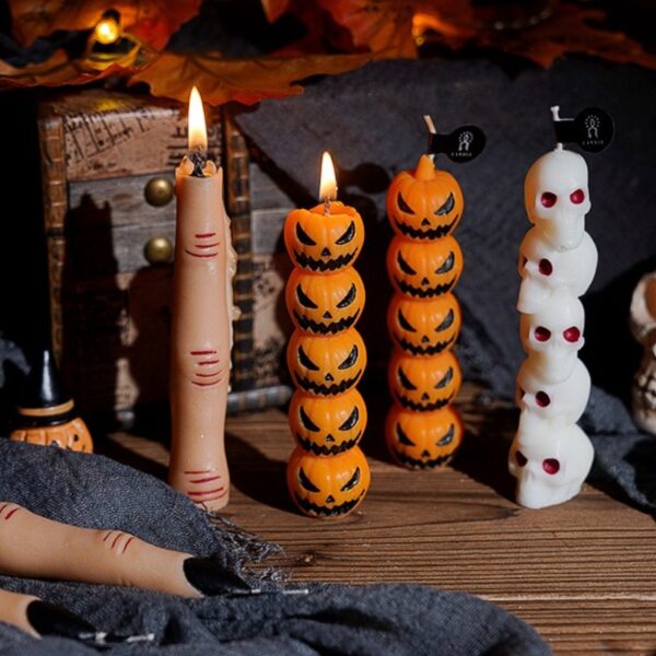 Halloween Skull Pumpkin Bone Fingers Scented Candles - 3pcs Horror Decor