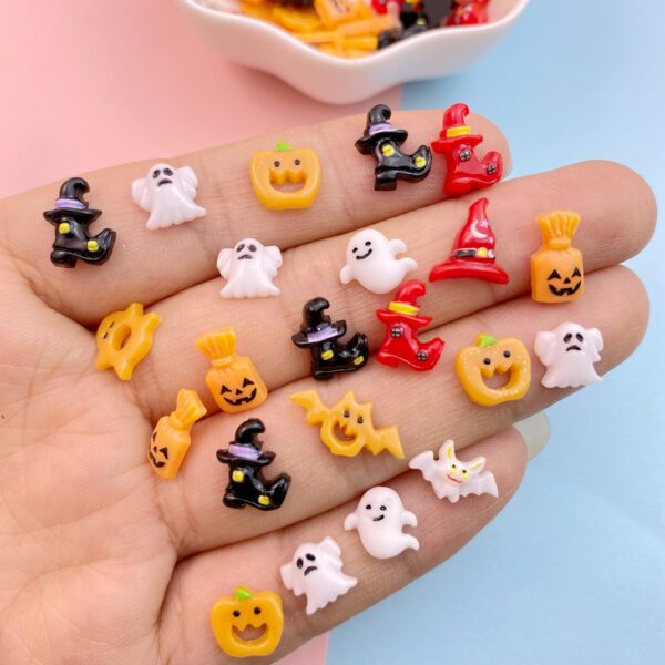 50-Piece Cute Mini Halloween Resin Embellishments for Crafts
