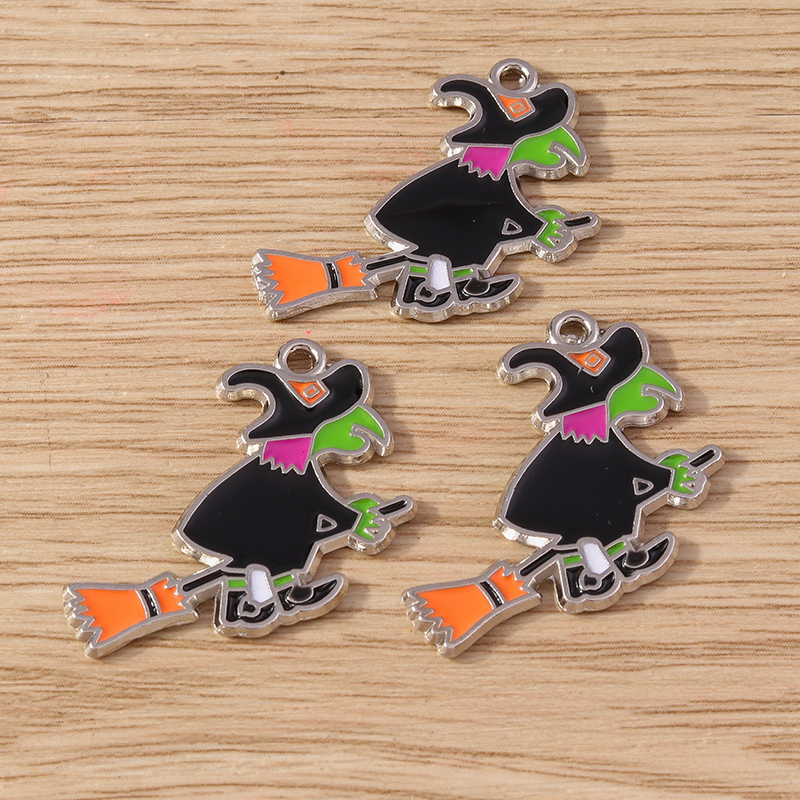 10pcs Halloween Witch Charms Enamel Pendants for Jewelry Making - Image 4