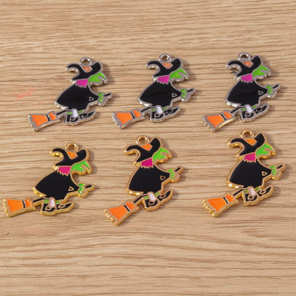 10pcs Halloween Witch Charms Enamel Pendants for Jewelry Making