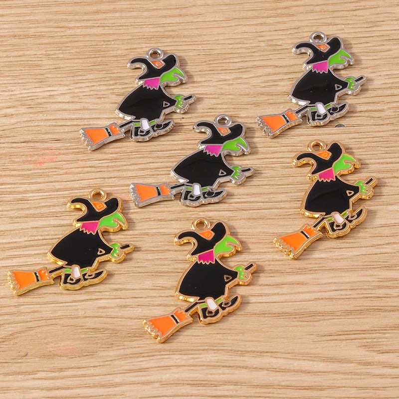 10pcs Halloween Witch Charms Enamel Pendants for Jewelry Making - Image 2