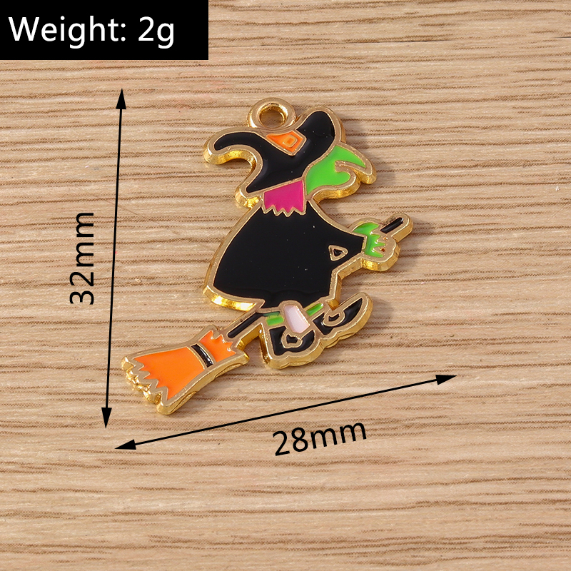 10pcs Halloween Witch Charms Enamel Pendants for Jewelry Making - Image 6