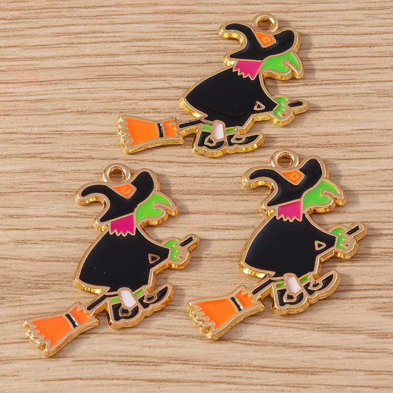 10pcs Halloween Witch Charms Enamel Pendants for Jewelry Making - Image 3