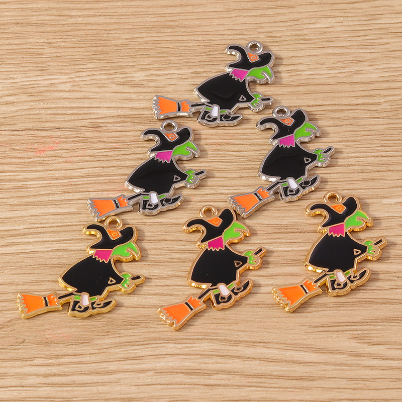 10pcs Halloween Witch Charms Enamel Pendants for Jewelry Making - Image 5