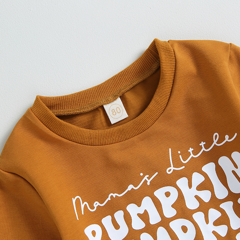Toddler Girl Halloween Outfit Long Sleeve Top and Pumpkin Ghost Flare Pants Set - Image 3