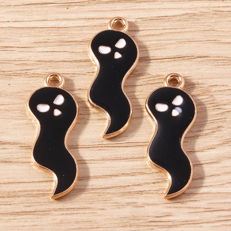 10pcs Halloween Ghost Enamel Charms for DIY Jewelry & Crafts - 8x1.02in - Image 2