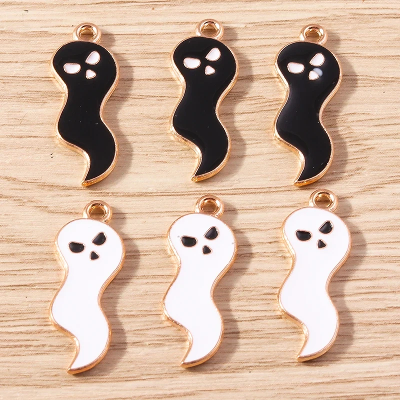 10pcs Halloween Ghost Enamel Charms for DIY Jewelry & Crafts - 8x1.02in - Image 4