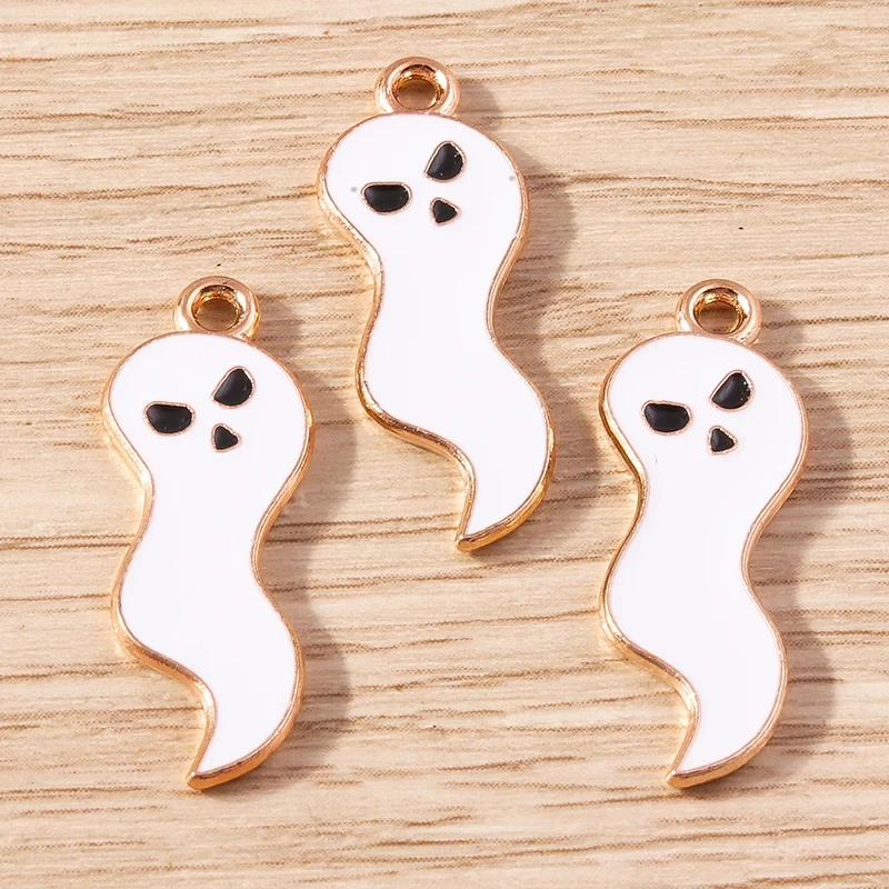 10pcs Halloween Ghost Enamel Charms for DIY Jewelry & Crafts - 8x1.02in - Image 3