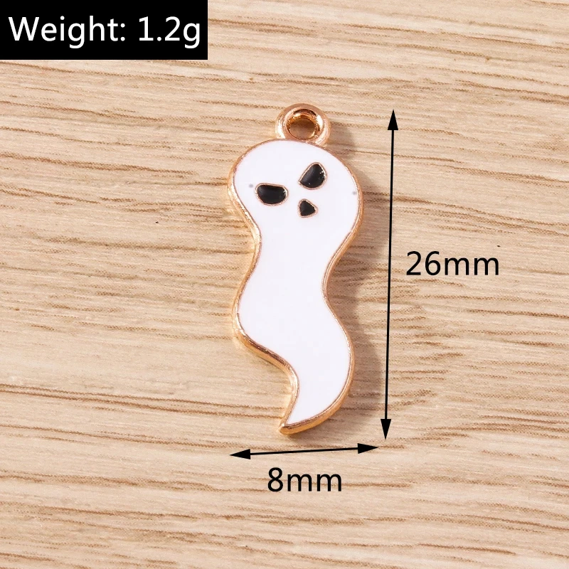 10pcs Halloween Ghost Enamel Charms for DIY Jewelry & Crafts - 8x1.02in - Image 6