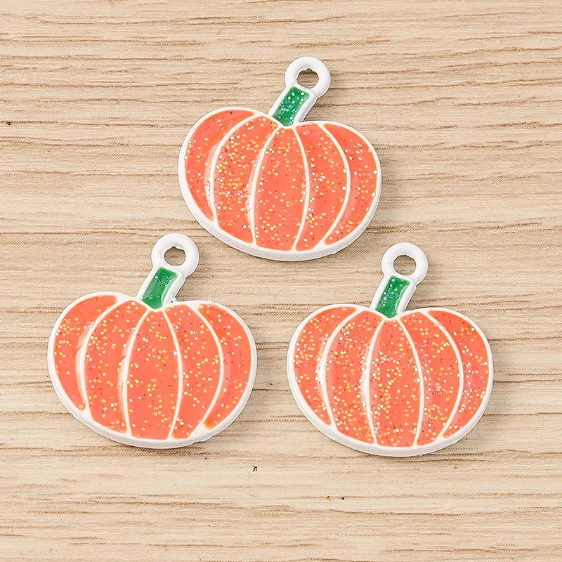 10pcs Halloween Pumpkin Enamel Charms for DIY Jewelry & Crafts - Image 4