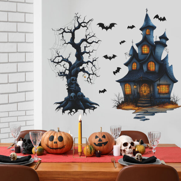 Halloween Haunted Castle & Dead Tree Wall Stickers for Home Decoration