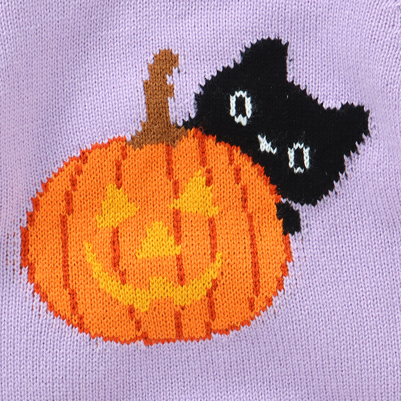 Knitted Halloween Baby Romper Pumpkin Cat Jumpsuit 0-18M - Image 4
