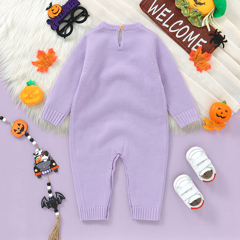 Knitted Halloween Baby Romper Pumpkin Cat Jumpsuit 0-18M - Image 3