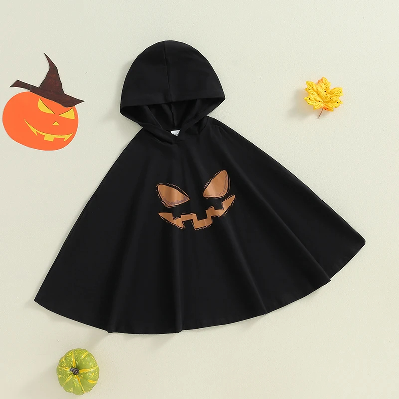 Kids Halloween Cloak with Ghost Face Print - Hooded Cape Poncho Costume - Image 2