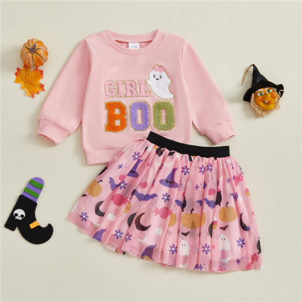 Cute Halloween Ghost 2-Piece Outfit for Toddler Girls