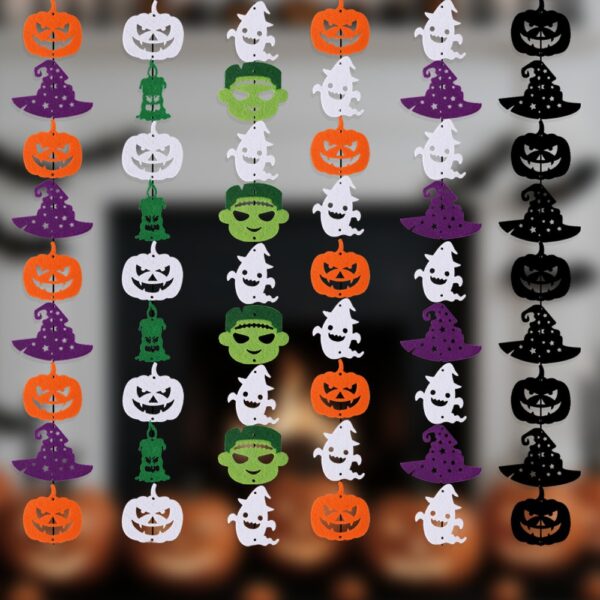 Non-Woven Pumpkin Ghost Witch Hat String Pendant - Halloween Yard Decor