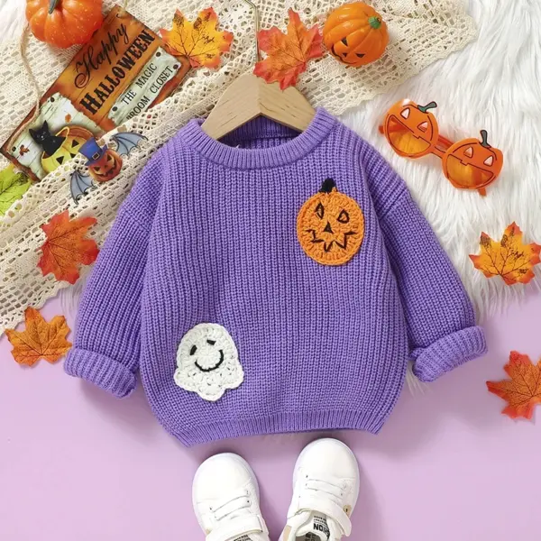Halloween Baby Pumpkin Sweater & Overalls Set - Cozy Infant Knit Pullover