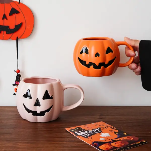 Halloween Pumpkin Ceramic Mug – Orange Coffee Cup for Halloween & Daily Use (500ml)