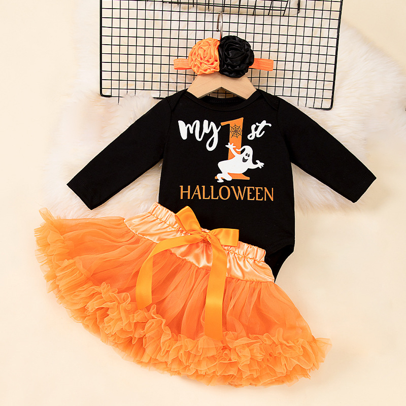 Baby Girl Halloween Princess Bodysuit with Tutu Skirt & Headband - Image 2