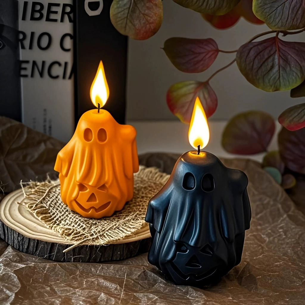 Halloween Ghost Scented Candle – Natural Soy Wax with Cinnamon Fragrance, Spooky Home Decor - Image 2