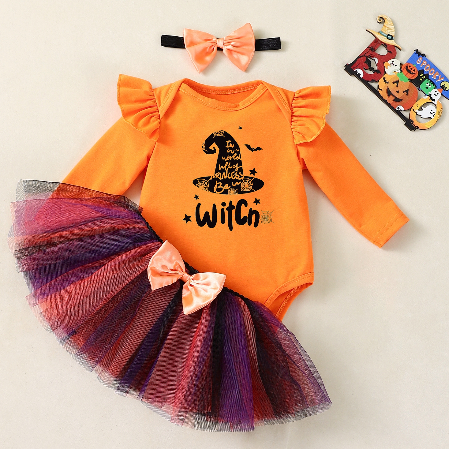 My First Halloween Baby Ghost Costume with Tutu & Headband