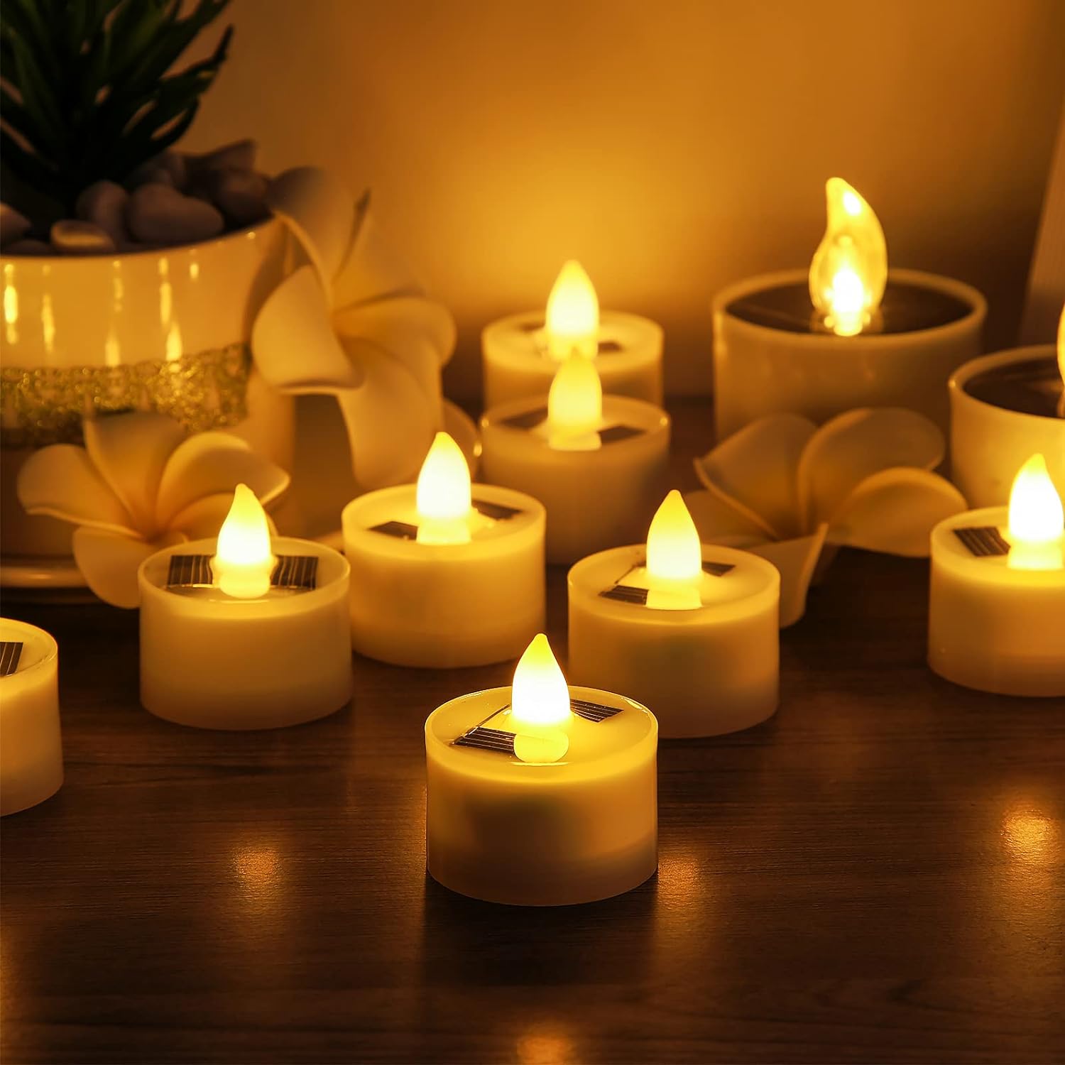 Solar LED Tea Light Candles - Waterproof Flameless Solar Powered Candles - Image 2