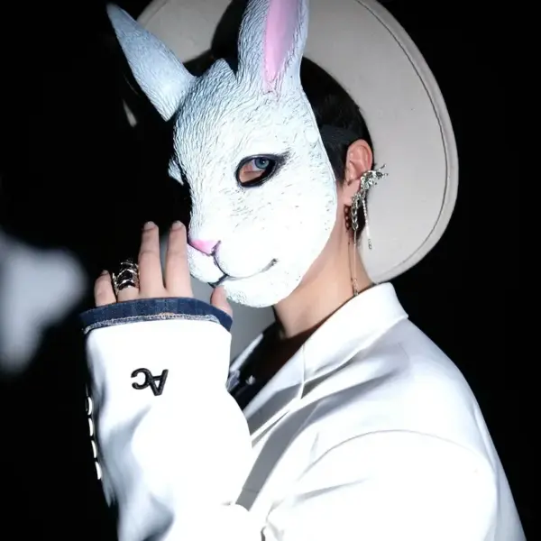 Halloween Rabbit Half-Face Cosplay Mask for Parties and Events
