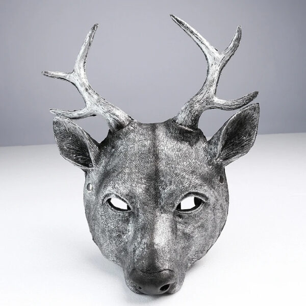Halloween Cosplay White Deer Mask with Antlers for Men