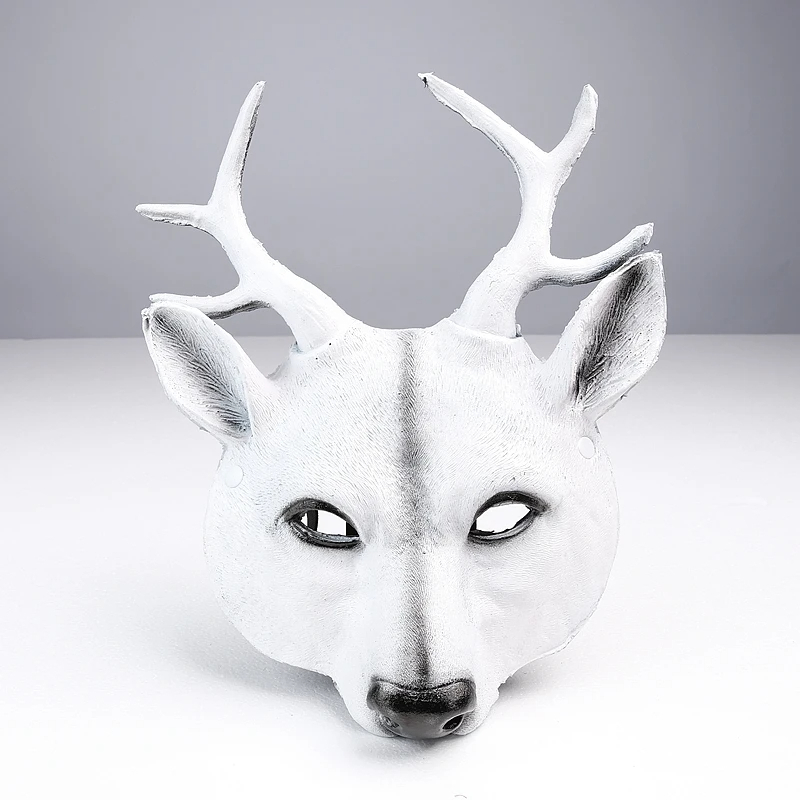 Halloween Cosplay White Deer Mask with Antlers for Men - Image 3