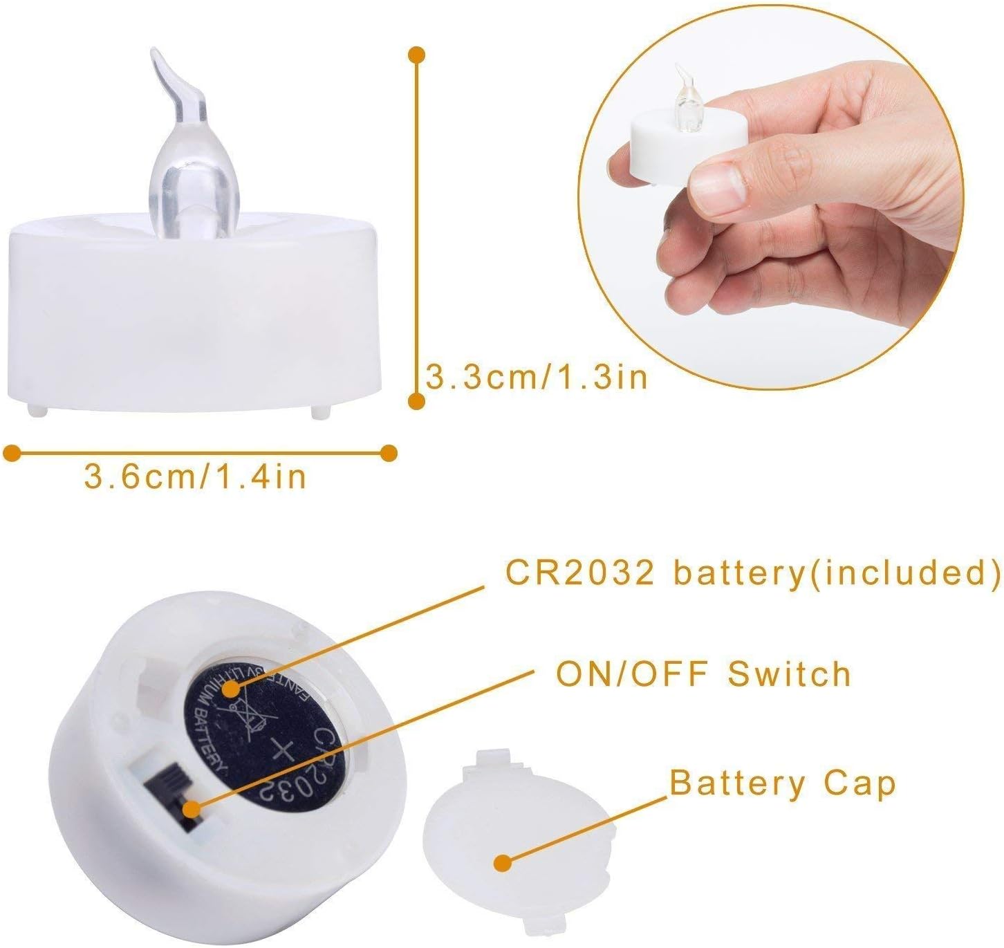 12 Pack Warm Yellow Flameless LED Tea Light Candles - 200+ Hours Battery Operated - Image 6