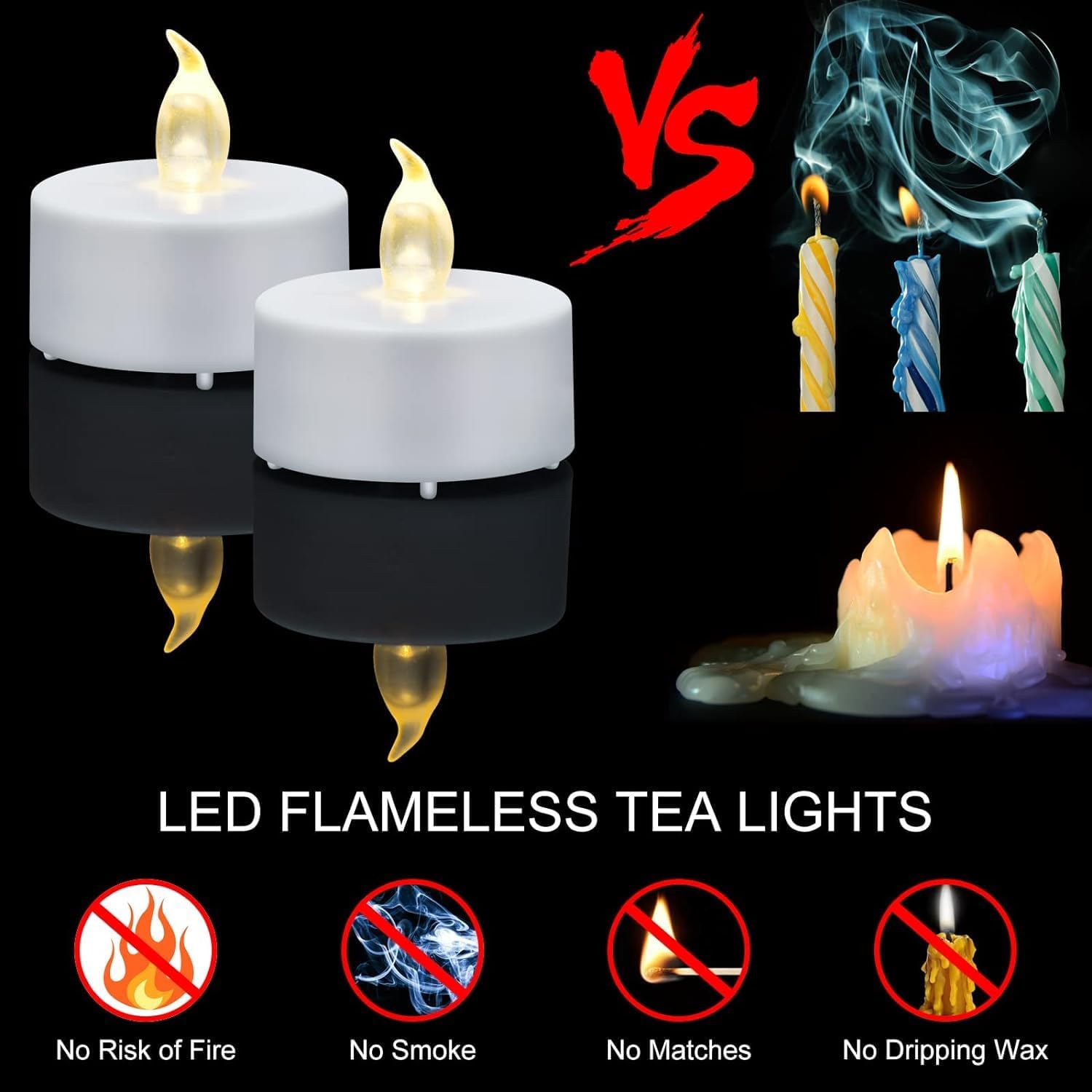 12 Pack Warm Yellow Flameless LED Tea Light Candles - 200+ Hours Battery Operated - Image 5