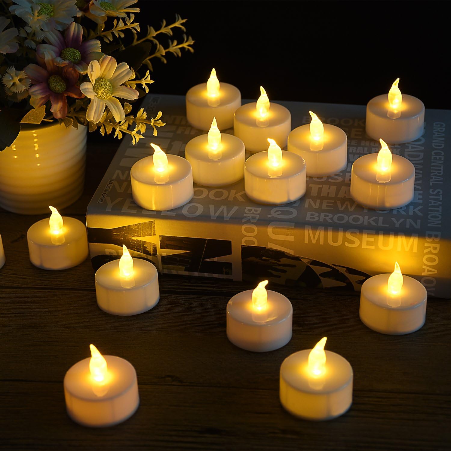12 Pack Warm Yellow Flameless LED Tea Light Candles - 200+ Hours Battery Operated - Image 4