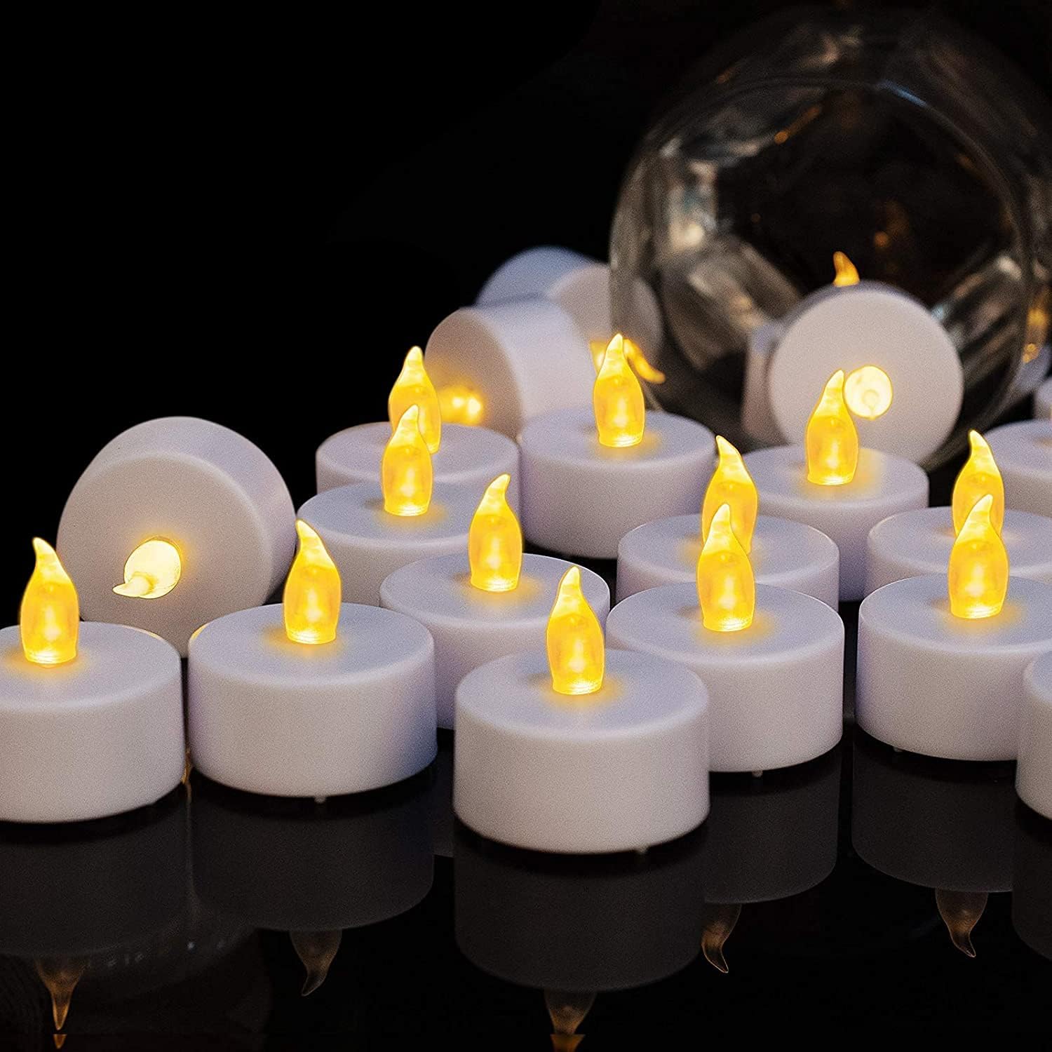 12 Pack Warm Yellow Flameless LED Tea Light Candles - 200+ Hours Battery Operated - Image 2