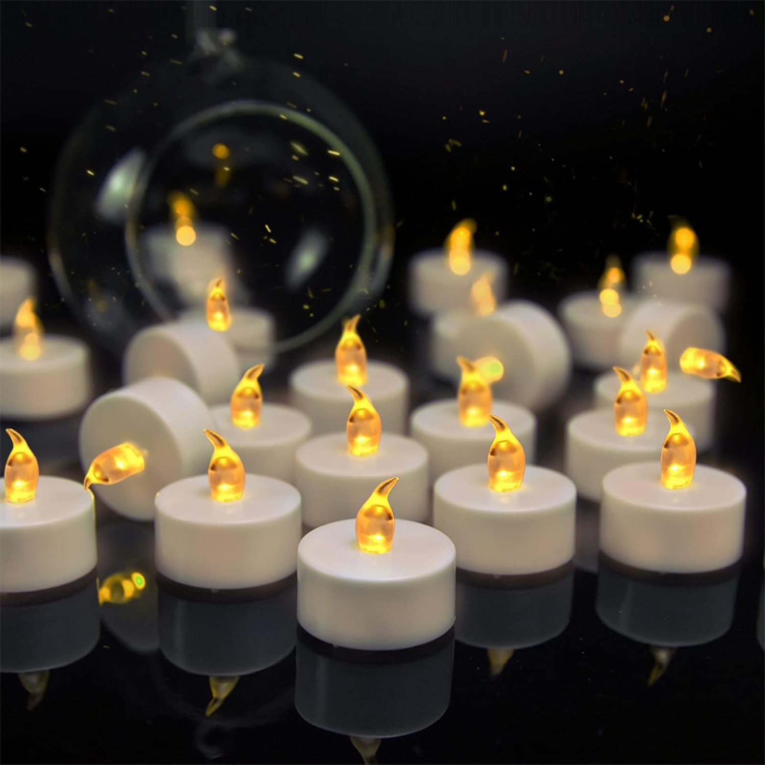 12 Pack Warm Yellow Flameless LED Tea Light Candles - 200+ Hours Battery Operated