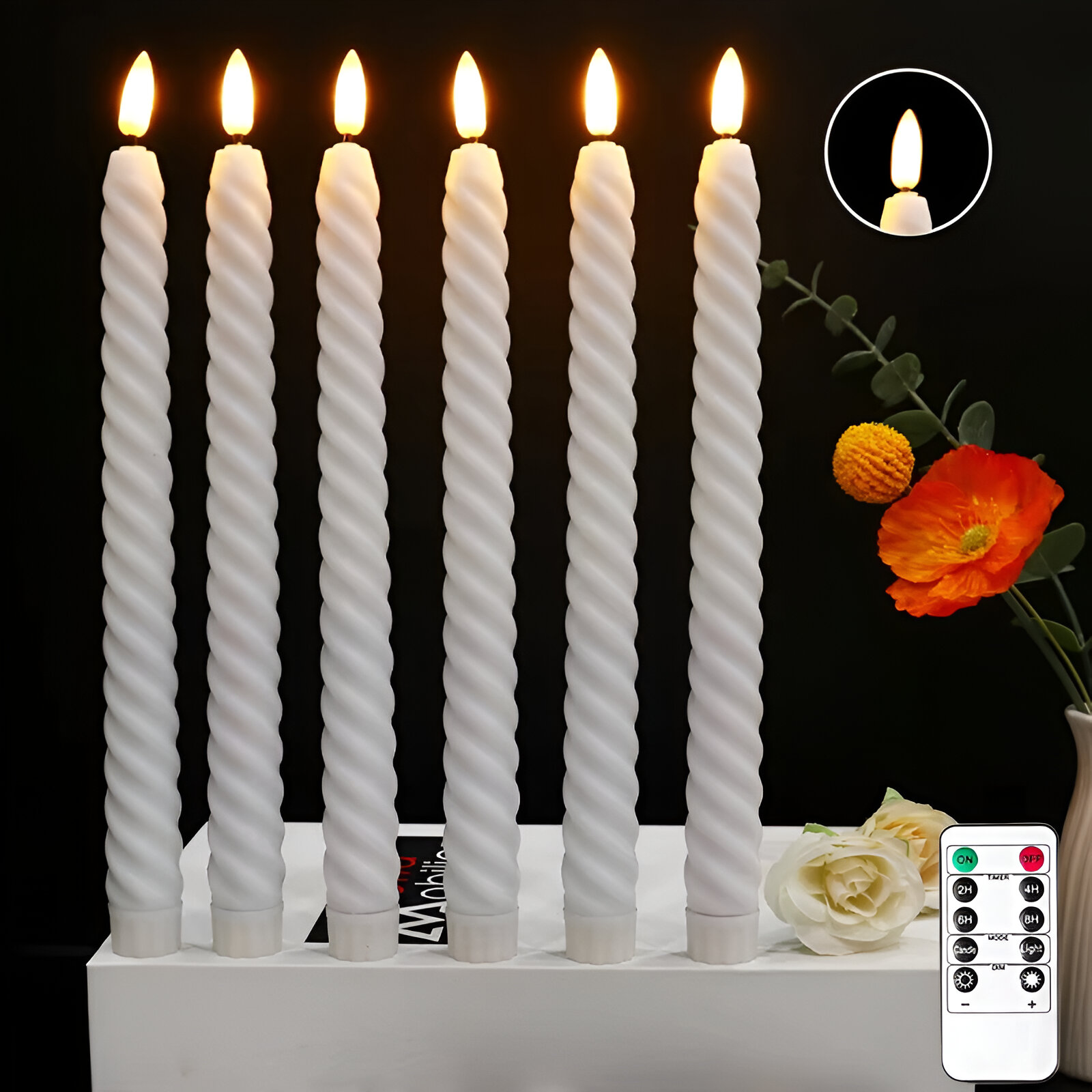Flameless LED Taper Candles with Remote Control & Timer - Image 5