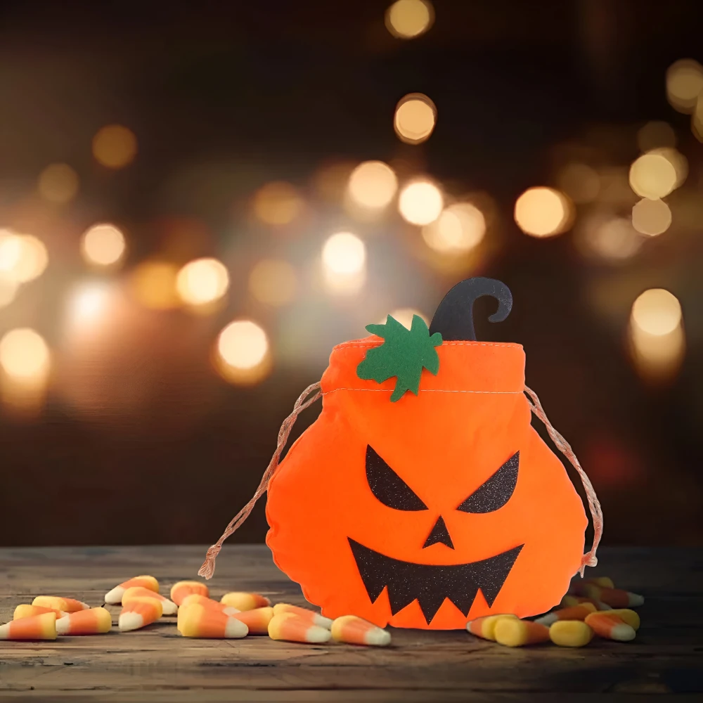 Portable Halloween Pumpkin Drawstring Bag - Ghost Pumpkin Candy Bag for Trick or Treat - Image 3